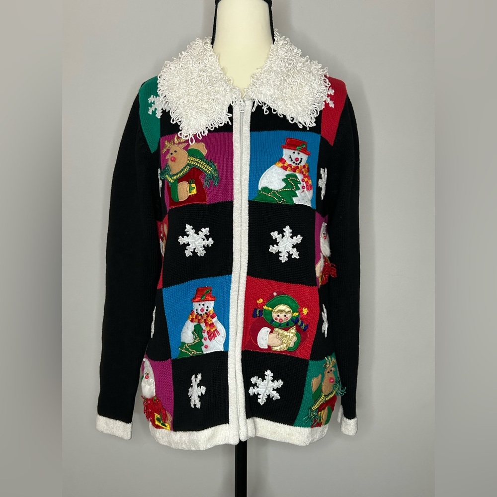 Lisa International Cardigan Sweater Womens Size Small Vintage Christmas